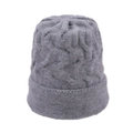 Detalle del tejido de gorro gris con diseño de trenzas y borde de punto elástico - Gris