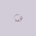 Silver hinged nose ring with micro-pave clear cubic zirconia stones for septum piercing - Half-Circle Pave Style / Silver 5#