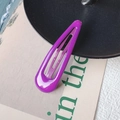 Single purple teardrop-shaped metal hair clip in a candy-colored minimalist style - Purple