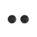 Minimalist silver steel stud earrings featuring black starry crushed stone inlay - Black