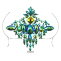 Teal crystal body jewel stickers with blue-green rhinestones in model X0004 design - X0004-Blue Green Gems