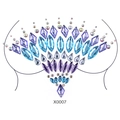Blue and purple crystal body jewelry stickers in teardrop pattern, model X0007 - X0007-Blue Purple Transparent Fan Style