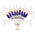 Self-adhesive crystal body jewelry sticker with purple and orange rhinestones, style X0010 - X0010-Purple Teardrop Gems