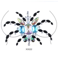 Self-adhesive crystal body jewels featuring iridescent gems and blue accents model X0022 - X0022-Rectangular Iridescent Blue Gem Sticker