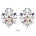 Self-adhesive colorful crystal chest jewel stickers with floral patterns style X0053 - X0053-Floral Leaf Iridescent Rhinestones