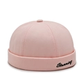 Gorro docker rosa sin ala con bordado Stunning negro en tejido de sarga de algodón - Estilo de Bordado Rosa