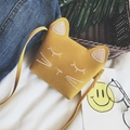 Ginger yellow cat ear crossbody bag for girls with cute embroidered feline face - Yellow