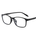 Occhiali neri TR90 con montatura quadrata, lenti anti-luce blu e design senza viti - Nero Lucido