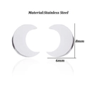 Symmetrisches Paar minimalistischer Edelstahl Ohrstecker Mondsichel in Silber-Finish - Halbmond / Stahlfarbe