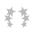 Detailed view of interconnected silver star studs with a polished metallic finish - Triple Star / Steel