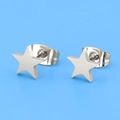 Macro shot of polished silver star stud earrings made of high-quality stainless steel - Star / Steel