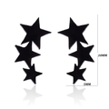 Minimalist black stainless steel star ear studs 10mm height on white background - Triple Star / Black