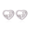 Minimalist silver stethoscope heart stud earrings in stainless steel on white background - Smiling Heart Stethoscope / Silver