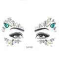 Face jewel sticker L0103 with iridescent green and white pearl gems for Halloween - White Green Pearl Iridescent Style (L0103)