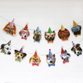 Happy birthday banner featuring twelve colorful cartoon dogs in party hats and glasses - Glasses Dog Banner