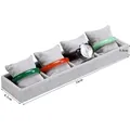 Gray ice velvet jewelry display tray with 4 slots and pillows for watches and bracelets - Ice Grey