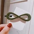 Olive green acrylic infinity shaped spring hair clip on a white display card - Large Infinity Shape / Dark Green