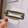 Deep green rectangular acrylic hair clip mounted on white display card - Rectangle / Dark Green
