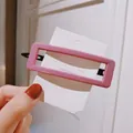 Chic pink rectangular hollow hair clip with acrylic finish on a white display card - Rectangle / Purple Pink