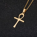 Polished gold stainless steel Egyptian Ankh cross pendant necklace for men and women - Ankh Cross / Gold