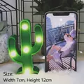 Mini green cactus LED decorative desk lamp with 6 warm white lights, size 7x12cm - Green Cactus