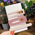 Set di tre fermagli per capelli in resina acrilica marmo rosa, glitter e nude - 12# Fiocchi Rosa