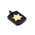 Collana piastrina in acciaio nero opaco con ciondolo a stella esagonale dorata - Base a griglia nera con esagramma dorato (KP83407-LX)