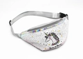 Unicorn sequin waist bag in silver and white with laser trim and adjustable strap - Gradient White Unicorn