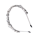 Sparkling silver metal headband with clear rhinestones in a thin elegant design - White Zircon