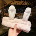 Soft light pink plush bunny ear headband for skincare and face washing routine - Light Pink Rabbit Ears