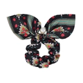 Detailed shot of ethnic pattern scrunchie with large bow and white pearl accent - Black Ethnic Style (11)