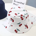 Cappello da pescatore reversibile per bambini in cotone con ciliegie per il sole - 52cm / Bianco