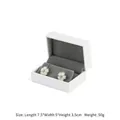 White leatherette jewelry box 7.5x5x3.5cm with gray flocking lining for earrings - White Earring Box
