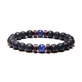 Lava stone bead bracelet with blue lapis lazuli and coconut wood slice accents - Black Lava Stone + Blue Lapis Lazuli + Coconut Shell (FD0172)