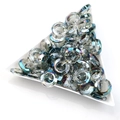 Iridescent glass ring beads for nail art DIY in a white triangle tray accessory - Rose Red Green