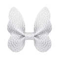 Silver lychee pattern butterfly hair clip for girls with a metallic PU leather finish - Space Silver Butterfly
