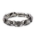 Pulsera de cadena con eslabones de hoja vintage para hombre con cierre de caja seguro - 230x12mm / Plata Antigua Con Textura de Plumas(KB118538-BDJX)