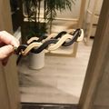 Black and beige twisted wavy headband with matte finish in a sweet Korean style - Khaki Black