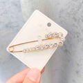 Broche épingle de sûreté dorée avec strass et motif tulipe sur carte de présentation - A7-33-Épingle de Sûreté Longue en Strass d'Or