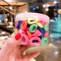 Vibrant macaron color elastic hair ties set in a clear portable jar for girls - 100 Pcs Jar / Fluorescent