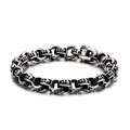 Vintage Silber Totenkopf-Gliederkette aus Edelstahl im Punk-Gothic-Stil mit Gravuren - Totenkopf Scharnier Ring Stil (KB120969-BDJX)