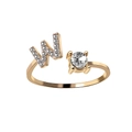 Adjustable gold ring with letter W and cubic zirconia accents on white background - Letter W / Adjustable Open / Silver