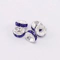 Silver bead spacers with dark blue crystals for DIY jewelry and beaded crafts - 4mm / Sapphire Blue Zirconia
