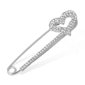 Elegant heart-shaped rhinestone safety pin brooch in silver-tone alloy for women - No. 35-Silver Rhinestone Heart Pin