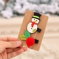 Set de pinzas navideñas para el pelo con muñeco de nieve y pompón en tarjeta festiva - Muñeco de Nieve