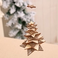 Star-shaped wooden Christmas ornament with layered snowflake design and hanging bead - Five-pointed Star / Gray