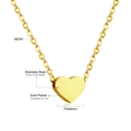 Polished 18K gold plated stainless steel heart necklace on 45cm link chain - Gold (NE219301G)