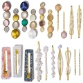 Japanese style acetate and pearl hair clip set with geometric colorful resin patterns - 20 Pieces Set B