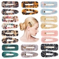 Set of colorful acetate hair clips in leopard and marble patterns with metal base - 20 Pieces Set C