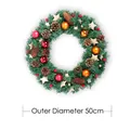 Ghirlanda di Natale 50cm con aghi di pino, palline rosse e oro e stelle di legno - 50cm